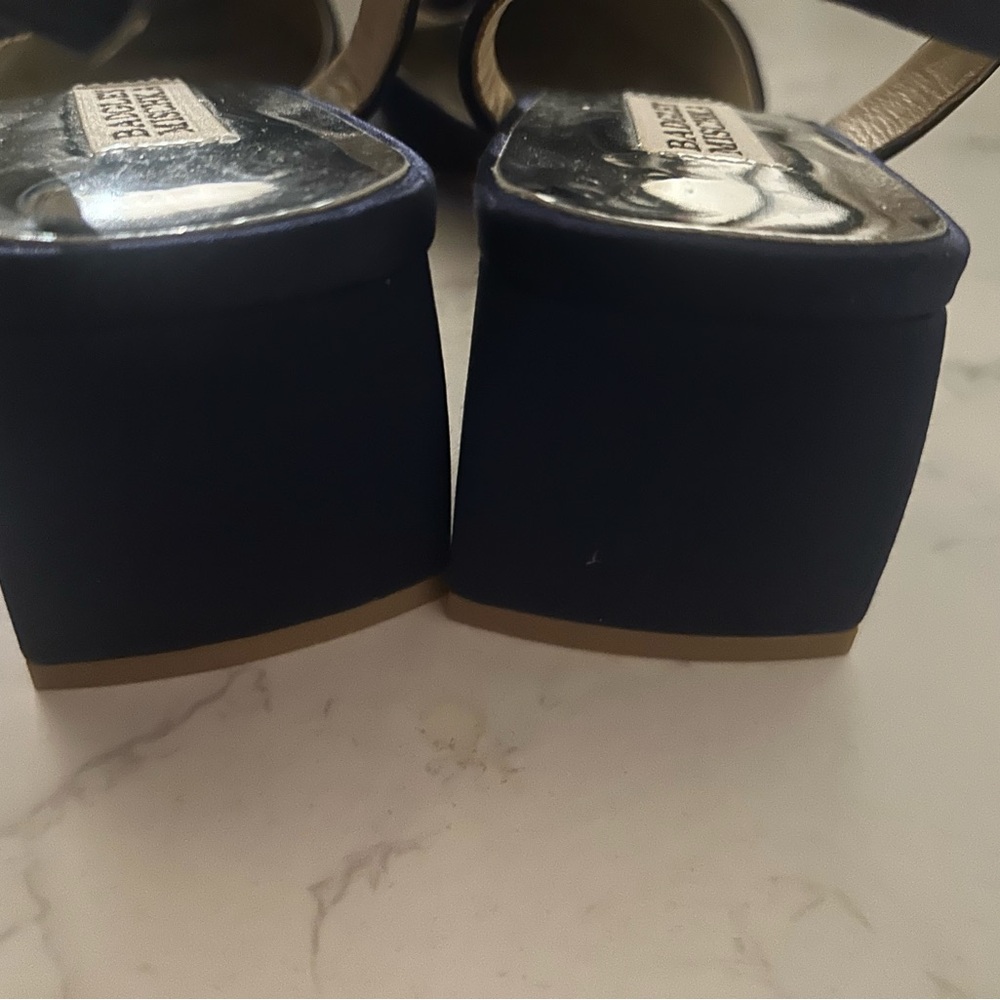 Badgley Mischka Navy Embellished Slingback Heels - Picture 8 of 11